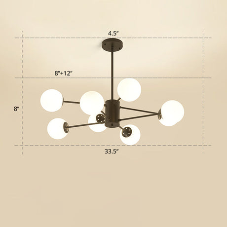 Opal Glass Radial Chandelier - Postmodern Style Pendant Light For Living Room