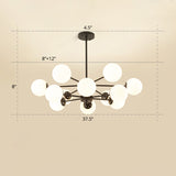 Opal Glass Radial Chandelier - Postmodern Style Pendant Light For Living Room