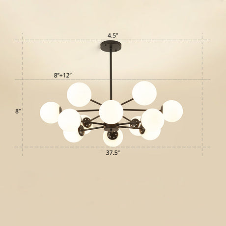 Opal Glass Radial Chandelier - Postmodern Style Pendant Light For Living Room