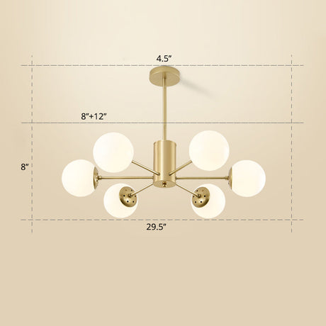 Opal Glass Radial Chandelier - Postmodern Style Pendant Light For Living Room