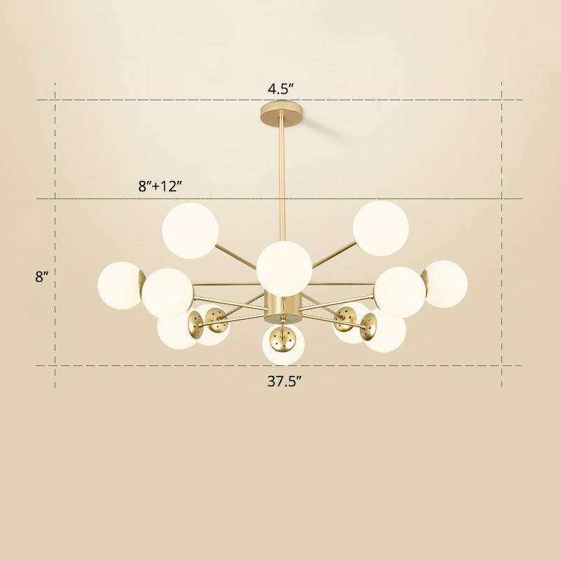 Opal Glass Radial Chandelier - Postmodern Style Pendant Light For Living Room