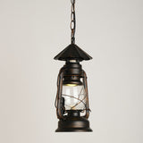 Nautical Clear Glass Kerosene Lantern Pendant Light - Single-Bulb Hanging Lamp For Corridor