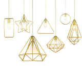 Gold Metal Cage Pendant Ceiling Light - Nordic Design 1 Bulb Dining Room Suspension