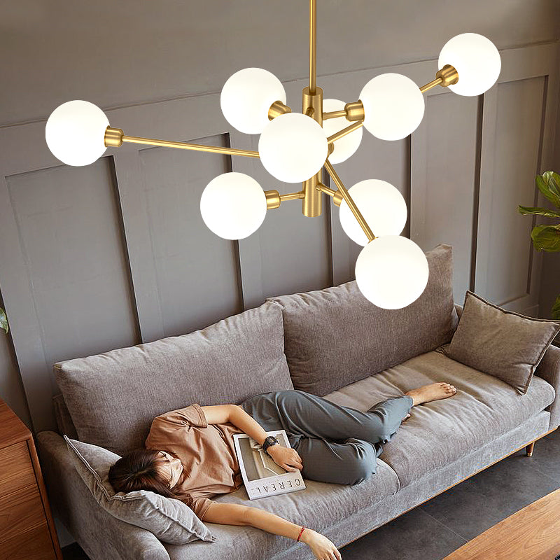 Sleek Postmodern Sputnik Chandelier For Living Room - Stylish Glass Ceiling Light Fixture