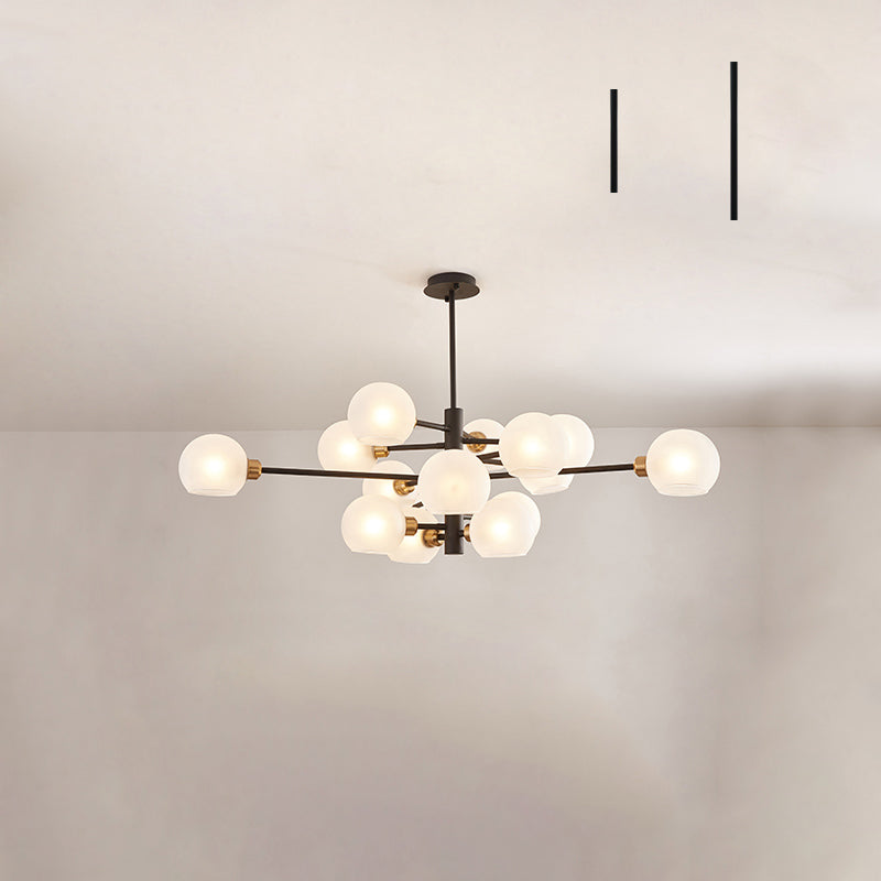 Sleek Postmodern Sputnik Chandelier For Living Room - Stylish Glass Ceiling Light Fixture 15 / Black