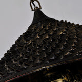 Rustic Opal Glass Kerosene Ceiling Lamp With Tassel And Cone Hat Top - Black 1 Bulb Aisle Hanging