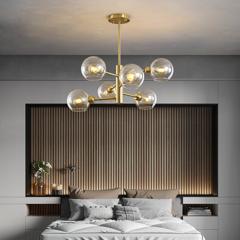 Modern Glass Dining Room Chandelier - Domed Hanging Lamp