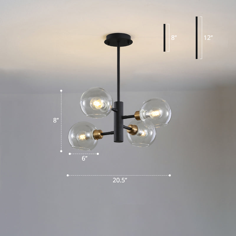 Modern Glass Dining Room Chandelier - Domed Hanging Lamp