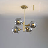 Modern Glass Dining Room Chandelier - Domed Hanging Lamp 4 / Gold Smoke Grey