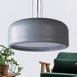 Modern Acrylic Drum Pendant Lamp 1 Light Grey/Coffee For Living Room Ceiling 14/19/23.5 Wide Grey /