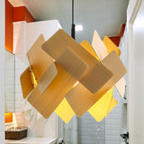 Modern Nordic Style Flower Pendant Lamp With Red/Blue/Light Wood Finish - 1 Light Hanging Ceiling