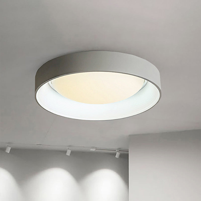 Nordic Acrylic Drum Ceiling Light: Grey/White 18/23.5 Dia Led Flush Mount Grey / 18