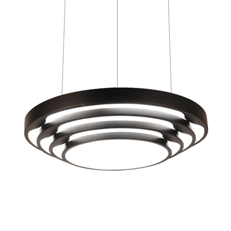 Contemporary Tapered Round Pendant Ceiling Light In Black/White With Led & Multiple Options - Ideal