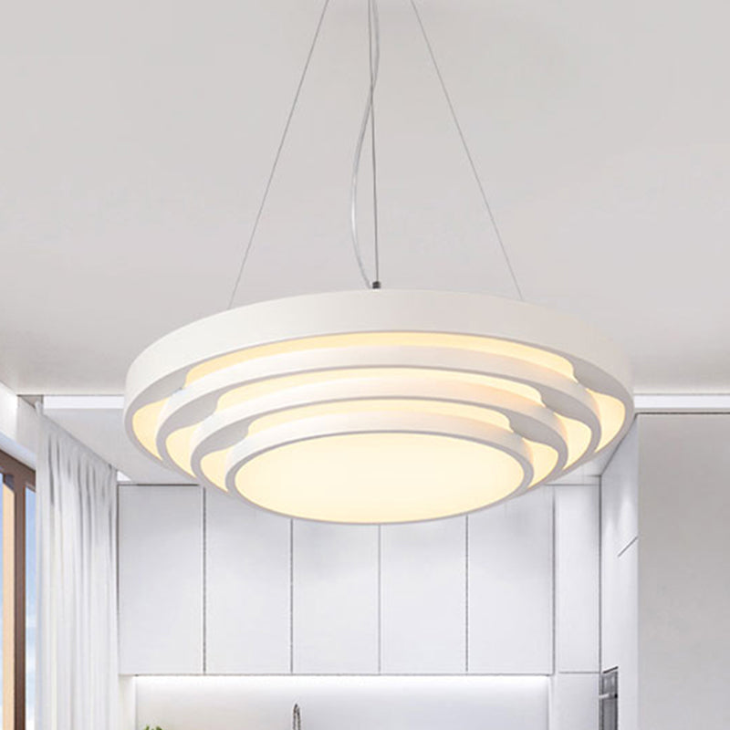 Contemporary Tapered Round Pendant Ceiling Light In Black/White With Led & Multiple Options - Ideal
