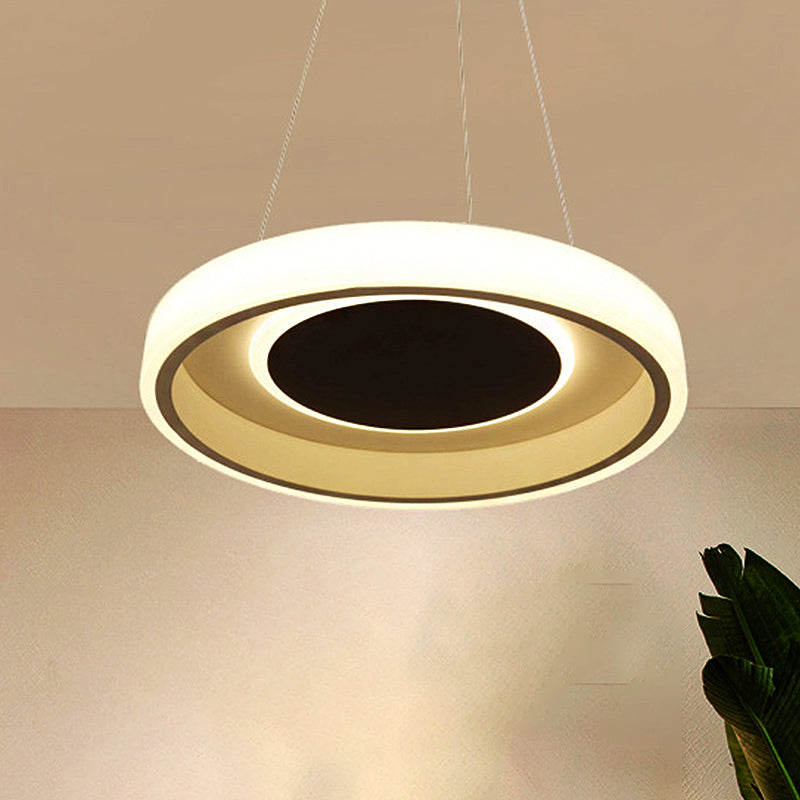 Modern Round Acrylic Pendant Lighting - 14/19.5 Wide Led White Ceiling Lamp In White/Warm/Natural