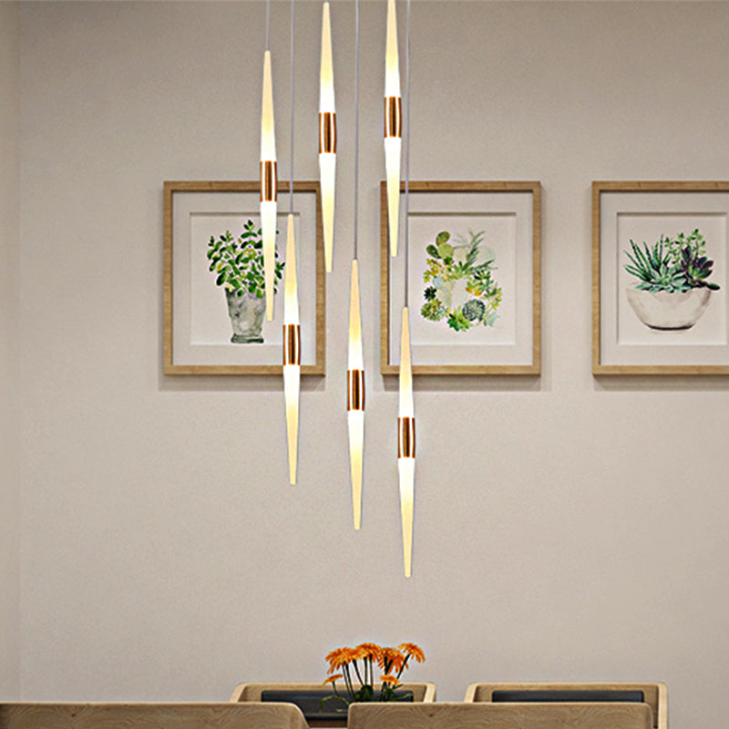 Modern Acrylic Flute Cluster Pendant Light - 5/6 Lights White/Warm