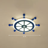 Rudder Kids Ceiling Lamp In Navy Blue - Creative Led Flush Mount Light