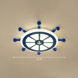 Rudder Kids Ceiling Lamp In Navy Blue - Creative Led Flush Mount Light