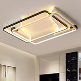 Modernist Black And White Led Flush Mount Light - 18/22/31.5 Wide Acrylic Shade Square/Rectangle