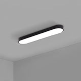 Sleek Aluminum Led Flush Mount Lamp: Elliptical Design For Minimalistic Meeting Rooms Black / 24.5