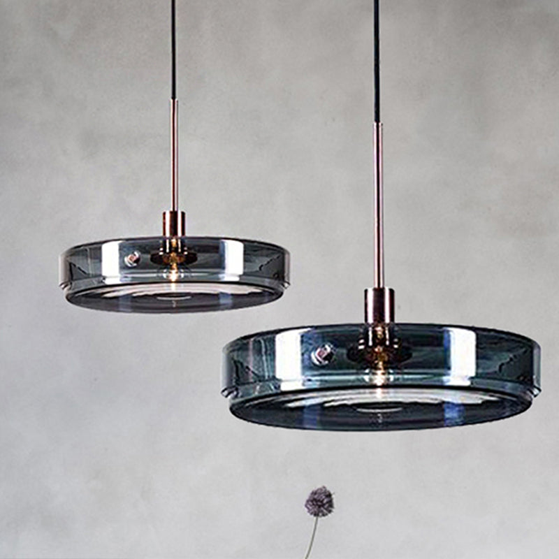 Modernist Green Glass Circular Suspension Pendant Light - Stylish Living Room Hanging Lamp