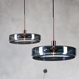 Modernist Green Glass Circular Suspension Pendant Light - Stylish Living Room Hanging Lamp