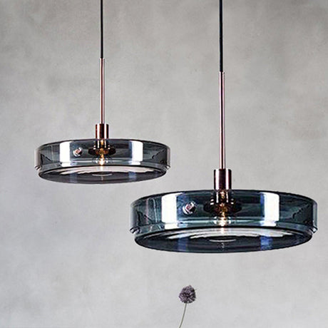 Modernist Green Glass Circular Suspension Pendant Light - Stylish Living Room Hanging Lamp