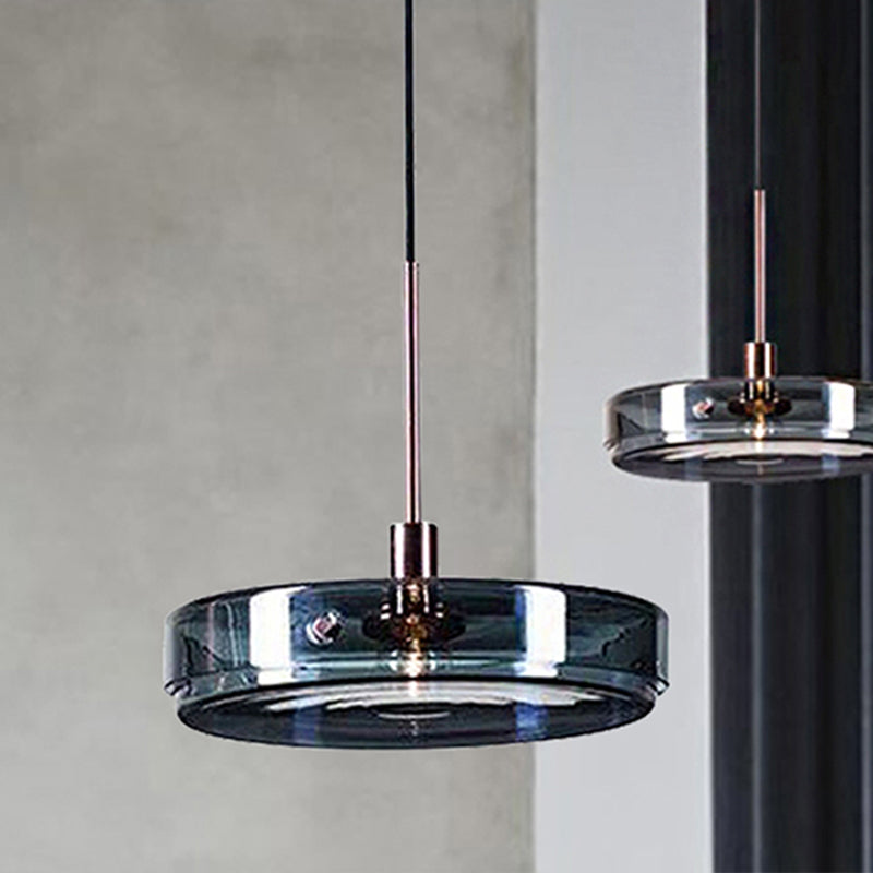 Modernist Green Glass Circular Suspension Pendant Light - Stylish Living Room Hanging Lamp