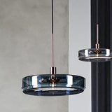Modernist Green Glass Circular Suspension Pendant Light - Stylish Living Room Hanging Lamp