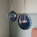 Modernist Green Glass Circular Suspension Pendant Light - Stylish Living Room Hanging Lamp