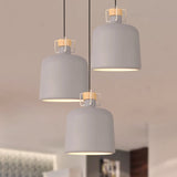 Modern Gray Bucket Pendant Lighting With 3 Bulbs Stylish Metallic Ceiling Light For Kitchen Grey /