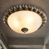 Traditional White Glass Flush Mount Ceiling Light For Dining Room - 1/3 Sunburst Lights Sizes 9 Or
