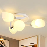Traditional White Oval Semi Flush Light With Frosted Glass For Living Room - 4/6/8 Lights 4 /