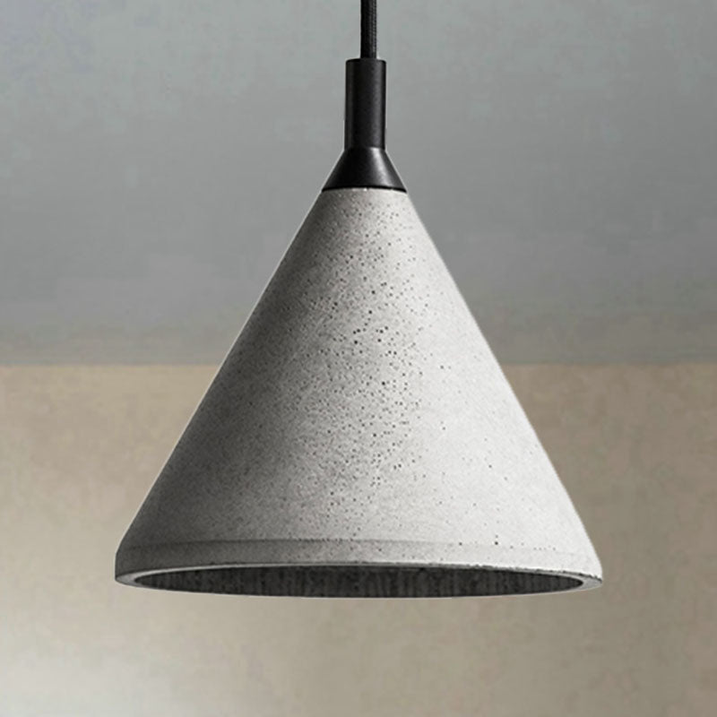 Gray Cement Industrial Cone Hanging Lamp - Height Adjustable Pendant Lighting For Living Room Grey