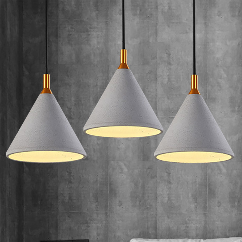 Vintage Style Gray Conical Cement Pendant Light - 1 Coffee Shop Fixture Grey