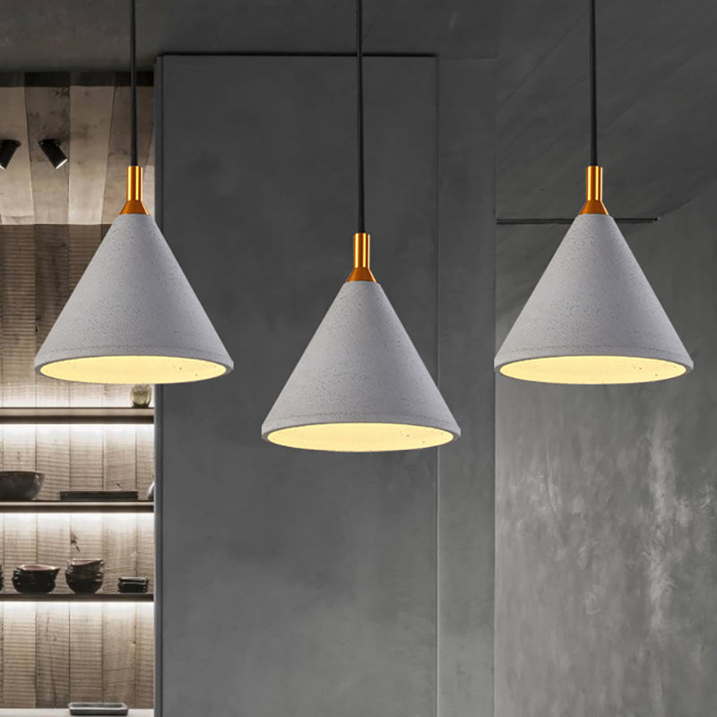 Vintage Style Gray Conical Cement Pendant Light - 1 Coffee Shop Fixture