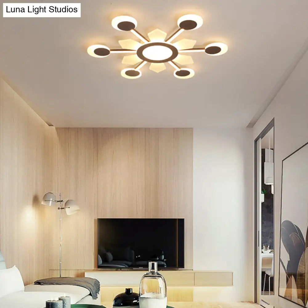25’/31.5’ W Coffee Floral Flush Led Ceiling Light - Modernist Acrylic Flushmount Super Thin