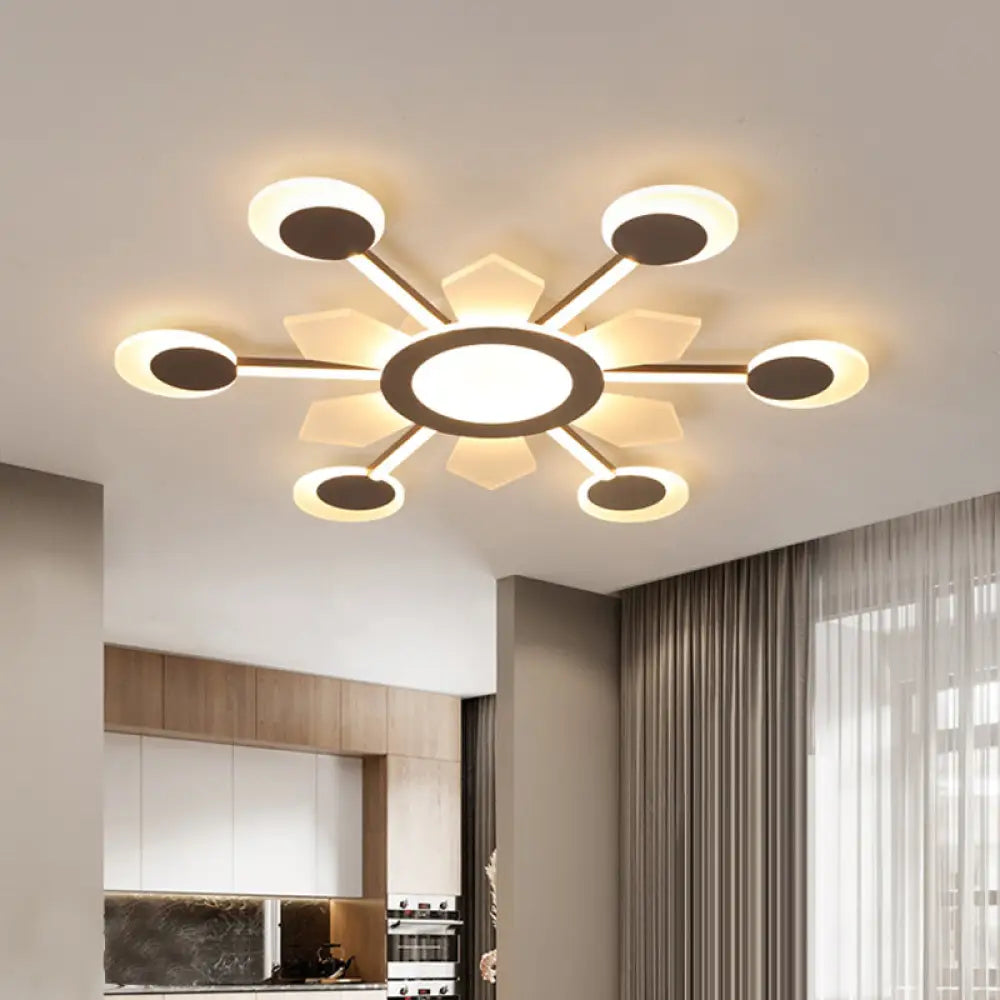 25’/31.5’ W Coffee Floral Flush Led Ceiling Light - Modernist Acrylic Flushmount Super Thin