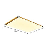 25.5/36 Rectangular Gold Led Metal Flush Ceiling Light For Living Room With Acrylic Shade -