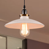 Modern Retro Loft Metal Saucer Shade Pendant Lighting For Restaurants - White 8.5/10 Diameter