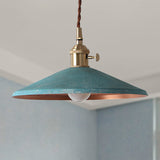 Rustic Saucer Shade Pendant Light With Adjustable Cord In Silver/Red/Blue