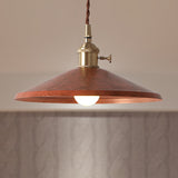 Rustic Saucer Shade Pendant Light With Adjustable Cord In Silver/Red/Blue Red