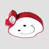 Darling Smiling Apple Ceiling Light For Childs Bedroom - Acrylic Metal Flush Mount Red