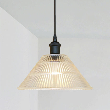 Modern Prismatic Glass Cone Pendant Ceiling Light - Black 1 Living Room Hanging Lamp