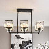 Vintage Prismatic Crystal Chandelier - Cubic Shade 6/8 Lights Black Ideal For Living Room