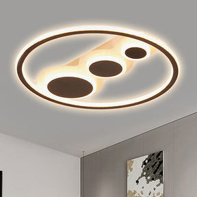 Modern Black Led Ceiling Light With Acrylic Lamp For Hotel Kitchen / 18.5’ Warm