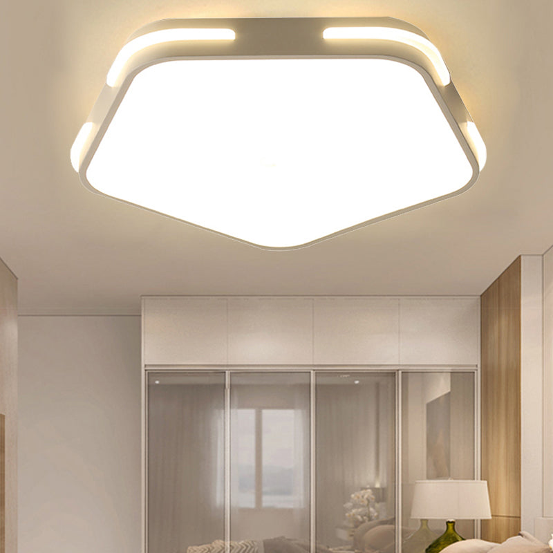 Simple Acrylic Pentagon Ceiling Light For Living Room Flush Mount White / 16 Remote Control Stepless