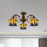 Vintage Tiffany Stained Glass Chandelier For Restaurant & Library - 3/5/6 Lights 3 / Antique Bronze