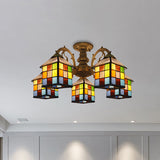 Vintage Tiffany Stained Glass Chandelier For Restaurant & Library - 3/5/6 Lights 5 / Antique Bronze