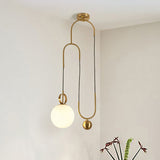 Post-Modern Gold Opal Glass Pendant Lamp - Hanging Light Globe Shade For Living Room